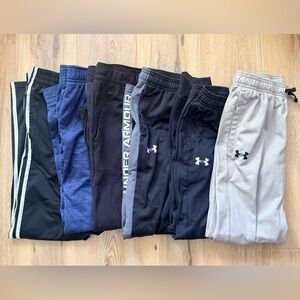 6 PAIR LOT - UA, Adidas, Athletic Works, Russell Athletic Kids Sweatpants